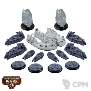 Описание картинки Dystopian Wars: Abydos Battlefleet Set (предзаказ) от Mini Wargame по цене 11 950руб | Свободный Рынок Миниатюр - СРМ