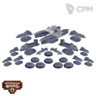 Описание картинки Dystopian Wars: Vauban Battlefleet Set (предзаказ) от Mini Wargame по цене 11 950руб | Свободный Рынок Миниатюр - СРМ