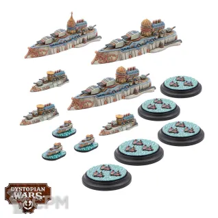 Описание картинки Dystopian Wars: Alliance Starter Set (предзаказ) от Mini Wargame по цене 6 950руб | Свободный Рынок Миниатюр - СРМ