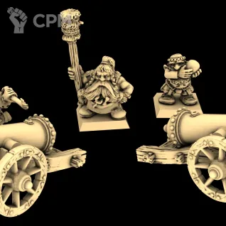 Описание картинки Dwarfs - Cannons &amp; Crews от 3Д-Печка по цене 450руб | Свободный Рынок Миниатюр - СРМ