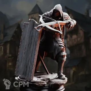 Описание картинки Elite Crossbow Knight - Erik of the Scarlett Road от PocketSized Prints по цене 300руб | Свободный Рынок Миниатюр - СРМ