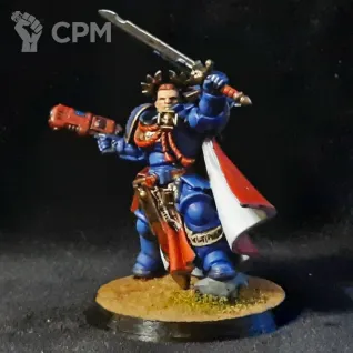 Описание картинки Space Marines Ultramarine Primaris Captain с мечом и плазмой 3D от Superguns по цене 750руб | Свободный Рынок Миниатюр - СРМ