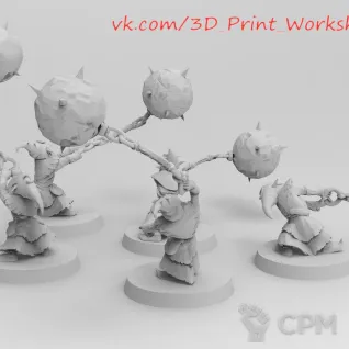 Описание картинки Night Goblins Fanatics with Wrecking-Balls от 3Д печать миниатюр по цене 225руб | Свободный Рынок Миниатюр - СРМ