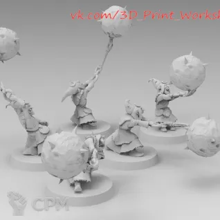Описание картинки Night Goblins Fanatics with Wrecking-Balls от 3Д печать миниатюр по цене 225руб | Свободный Рынок Миниатюр - СРМ