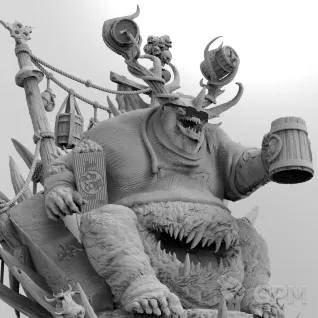 Описание картинки Ку'гат (Ku'gath) Чумной Отец (Plaguefather)  Great Unclean One. С попкорном! от WastelandMiniatures по цене 3 600руб | Свободный Рынок Миниатюр - СРМ