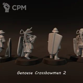 Описание картинки Genoese crossbowmen от Recruiter по цене 750руб | Свободный Рынок Миниатюр - СРМ