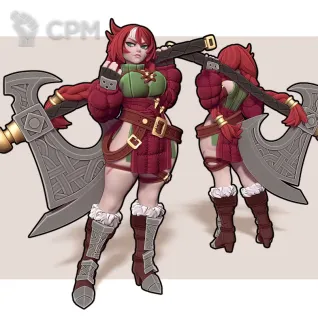 Описание картинки Gitta the Warrior ( Female Human Fighter / Warrior / Barbarian ) от PocketSized Prints по цене 250руб | Свободный Рынок Миниатюр - СРМ