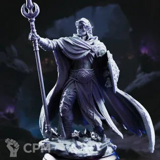 Описание картинки Drow Moon Cleric of the New Moon - Glydnos от PocketSized Prints по цене 300руб | Свободный Рынок Миниатюр - СРМ