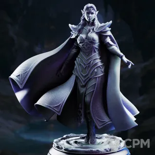 Описание картинки Drow Sorceress of the New Moon - Glynaria от PocketSized Prints по цене 300руб | Свободный Рынок Миниатюр - СРМ