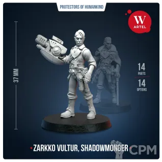 Описание картинки Миниатюра Zarkko Vultur, Shadowmonger от Артель W по цене 1 296руб | Свободный Рынок Миниатюр - СРМ