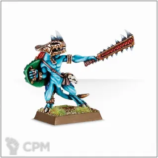 Описание картинки Lizardmen Skink Chief with Sword &amp; Shield от OldHammer Мастерская по цене 350руб | Свободный Рынок Миниатюр - СРМ