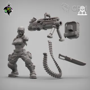 Описание картинки Катачанский воен  Sgt Hawker Heavy bolter от 3Д печать миниатюр по цене 281руб | Свободный Рынок Миниатюр - СРМ