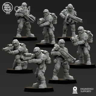 Описание картинки Cadian Shock Troops/Human Defence Force - Infantry OPR от Laboratory of Chaos по цене 350руб | Свободный Рынок Миниатюр - СРМ