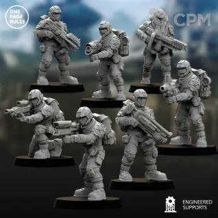 Описание картинки Cadian Shock Troops/Human Defence Force - Infantry OPR от Laboratory of Chaos по цене 350руб | Свободный Рынок Миниатюр - СРМ