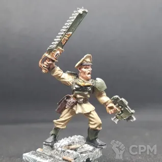 Описание картинки Cadian Officer w/Chainsword от Stark Foundry по цене 320руб | Свободный Рынок Миниатюр - СРМ