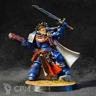 Описание картинки Space Marines Ultramarine Primaris Captain с мечом и плазмой 3D от Superguns по цене 750руб | Свободный Рынок Миниатюр - СРМ