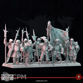 Описание картинки Halberdier of the Avernia/ Алебардисты Авернии от PocketSized Prints по цене 1 200руб | Свободный Рынок Миниатюр - СРМ