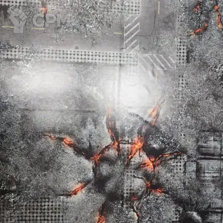 Описание картинки Баттл мат «Павший город» 60x44| Поле для варгеймов | Батлмат от Marauder's Workshop по цене 2 300руб | Свободный Рынок Миниатюр - СРМ