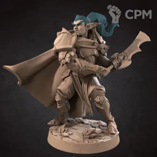 Описание картинки Лунный Эльф, Воин (Moon Elf, Warrior) от Gabrigame_Print по цене 330руб | Свободный Рынок Миниатюр - СРМ