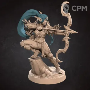 Описание картинки Лунная Эльфийка, Лучница (Moon Elf, Archer) от Gabrigame_Print по цене 330руб | Свободный Рынок Миниатюр - СРМ