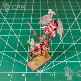 Описание картинки Captain of the Empire Battle Standard Bearer on Empire Warhorse от Каджит по цене 2 498руб | Свободный Рынок Миниатюр - СРМ
