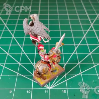 Описание картинки Captain of the Empire Battle Standard Bearer on Empire Warhorse от Каджит по цене 2 498руб | Свободный Рынок Миниатюр - СРМ