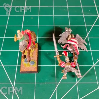 Описание картинки Captain of the Empire Battle Standard Bearer on Empire Warhorse от Каджит по цене 2 498руб | Свободный Рынок Миниатюр - СРМ