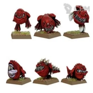 Описание картинки Classic Squigs, Squig Herders, Gnarly Cave Squigs, The Chase от Каджит по цене 4 498руб | Свободный Рынок Миниатюр - СРМ