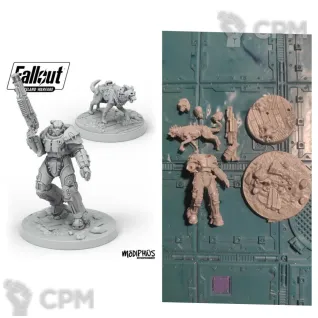 Описание картинки Survivor in X-01 armor and Dogmeat от Old curiosity shop по цене 900руб | Свободный Рынок Миниатюр - СРМ