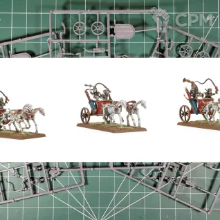 Описание картинки Tomb Kings Of Khemri Skeleton Chariot x3 от Vault Boy по цене 6 998руб | Свободный Рынок Миниатюр - СРМ