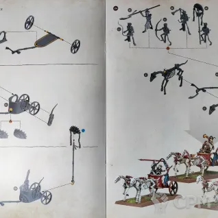 Описание картинки Tomb Kings Of Khemri Skeleton Chariot x3 от Vault Boy по цене 6 998руб | Свободный Рынок Миниатюр - СРМ
