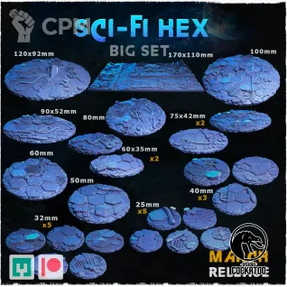 Описание картинки Sci-fi Hex Топперы от Studio Cockatoo по цене 1 200руб | Свободный Рынок Миниатюр - СРМ