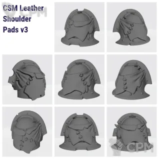 Описание картинки CSM Leather Shoulder Pads v3 with Nicks &amp; Teeth от Nocte Ferro по цене 120руб | Свободный Рынок Миниатюр - СРМ