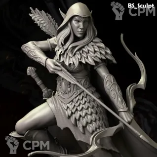Описание картинки Wood Elf Girl Archer от Naggaroth Night по цене 2 000руб | Свободный Рынок Миниатюр - СРМ