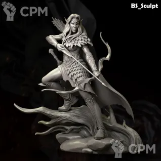 Описание картинки Wood Elf Girl Archer от Naggaroth Night по цене 2 000руб | Свободный Рынок Миниатюр - СРМ