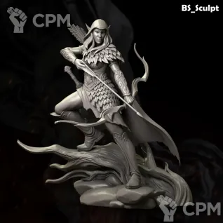 Описание картинки Wood Elf Girl Archer от Naggaroth Night по цене 2 000руб | Свободный Рынок Миниатюр - СРМ
