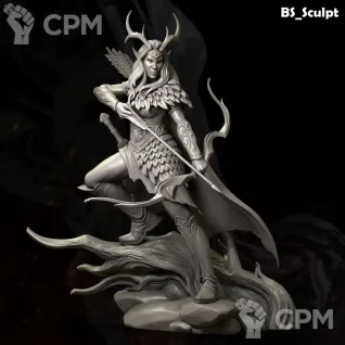 Описание картинки Wood Elf Girl Archer от Naggaroth Night по цене 2 000руб | Свободный Рынок Миниатюр - СРМ