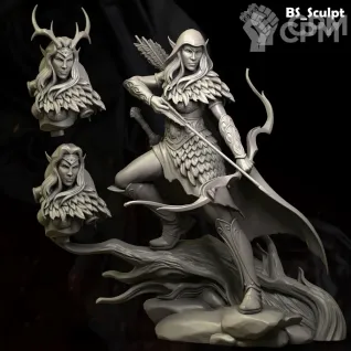 Описание картинки Wood Elf Girl Archer от Naggaroth Night по цене 2 000руб | Свободный Рынок Миниатюр - СРМ