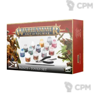 Описание картинки Набор красок и инструментов для моделирования Warhammer Age of Sigmar Paints + Tools Set от Дауран по цене 4 000руб | Свободный Рынок Миниатюр - СРМ