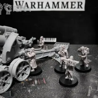 Описание картинки Heavy Artillery Carriage with Earth Shaker Cannon  с артиллерийским расчетом от Fle94 Miniatures по цене 3 500руб | Свободный Рынок Миниатюр - СРМ