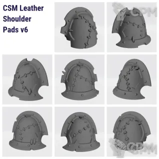 Описание картинки CSM Leather Shoulder Pads v6 with Nicks &amp; Teeth от Стальные Небеса по цене 120руб | Свободный Рынок Миниатюр - СРМ