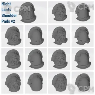 Описание картинки Night Lords Shoulder Pads v2 от Стальные Небеса по цене 540руб | Свободный Рынок Миниатюр - СРМ