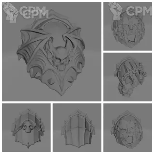 Описание картинки Night Lords Shoulder Pads от Стальные Небеса по цене 300руб | Свободный Рынок Миниатюр - СРМ