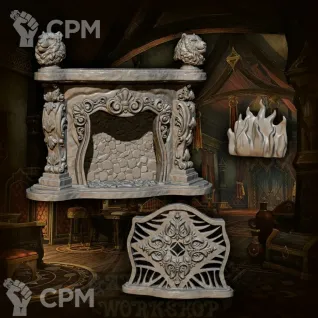 Описание картинки Камин с тиграми от Gabrigame_Print по цене 360руб | Свободный Рынок Миниатюр - СРМ