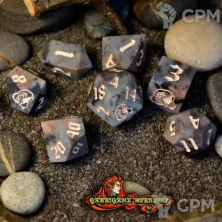 Описание картинки Артефакты из мрамора. Авторские дайсы ручной работы от Gabrigame_Print по цене 1 200руб | Свободный Рынок Миниатюр - СРМ