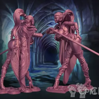 Описание картинки Тёмная эльфийка воин от Кира по цене 2 500руб | Свободный Рынок Миниатюр - СРМ