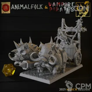 Описание картинки Beastman Blind Shaman on Chariot от 3DPrintClub по цене 2 340руб | Свободный Рынок Миниатюр - СРМ
