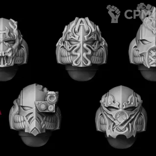 Описание картинки набор шлемов тип Hydra для фракции Alpha Legion от Bazilevs по цене 398руб | Свободный Рынок Миниатюр - СРМ