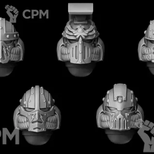 Описание картинки Набор шлемов для фракции Imperial Fist от Bazilevs по цене 398руб | Свободный Рынок Миниатюр - СРМ