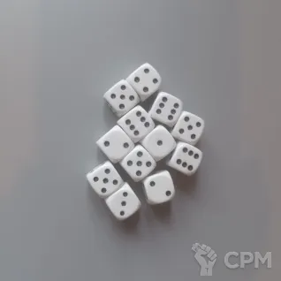 Описание картинки Кости (дайсы) Д6 12 мм. Белые - 12 шт. от Fridericus по цене 60руб | Свободный Рынок Миниатюр - СРМ